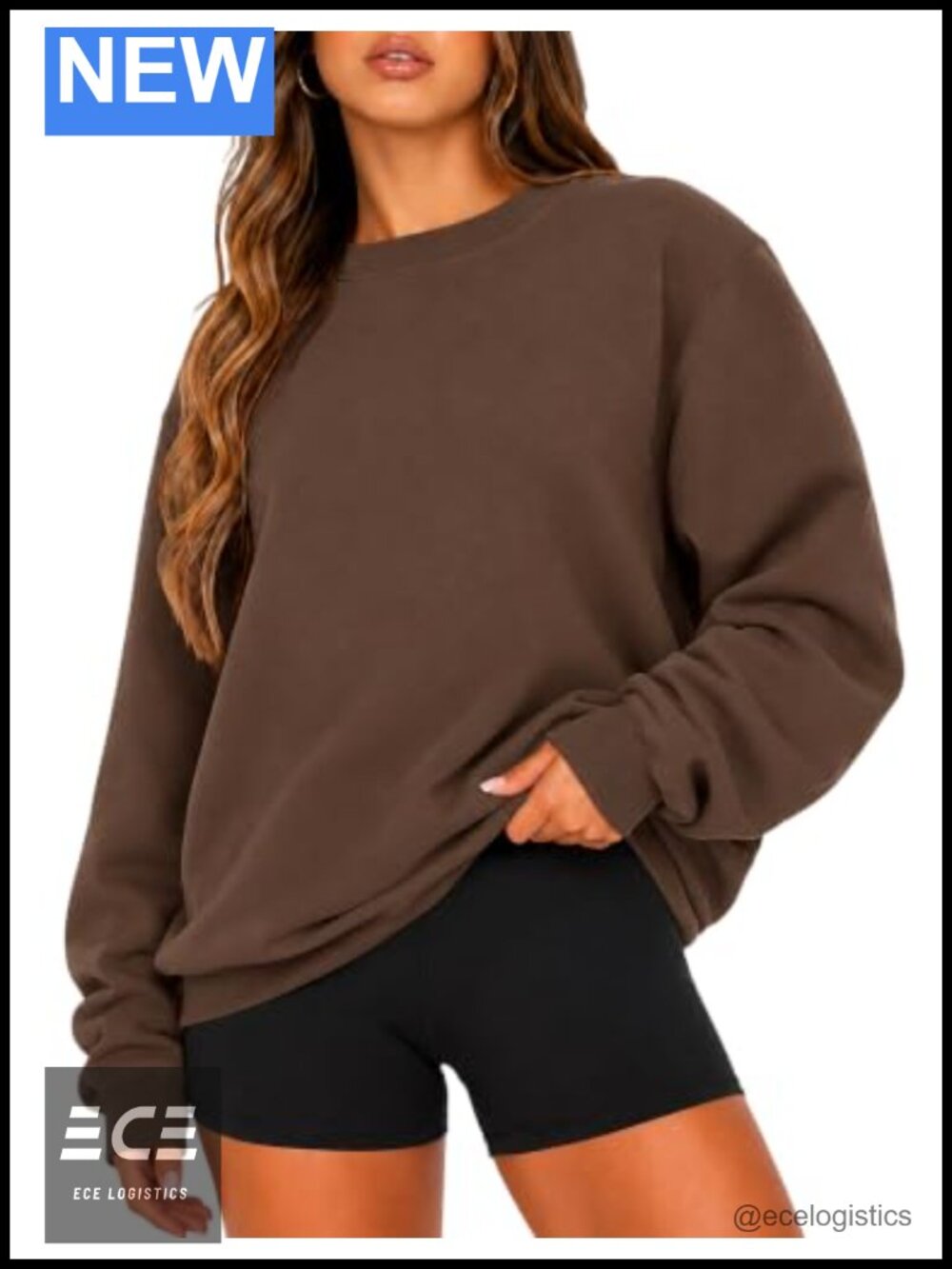 Oversized Crewneck Fleece Sweatshirt Long Sleeve Pullover Top